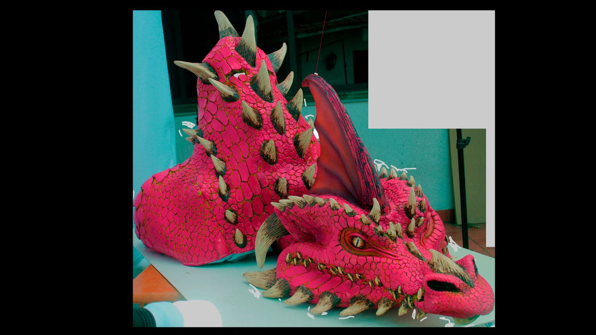 Máscara Ember Rojo Dragón Ghoulish - Disfraz de Látex para Halloween y Día de Muertos