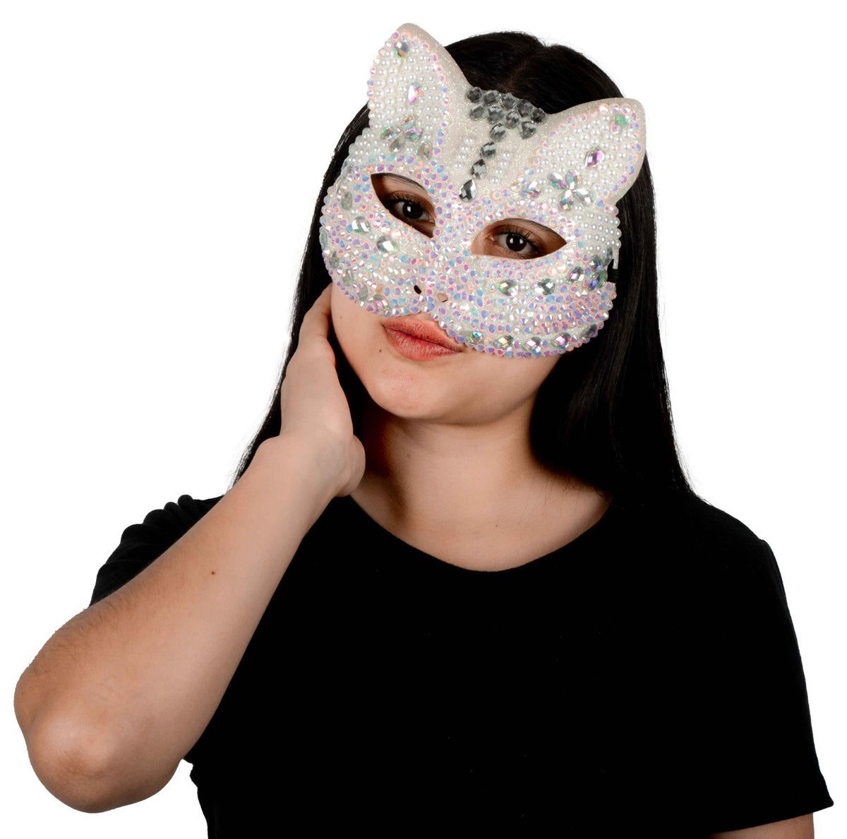 Máscara Gatito Brillante Pege - Disfraz de Plástico para Halloween y Día de Muertos