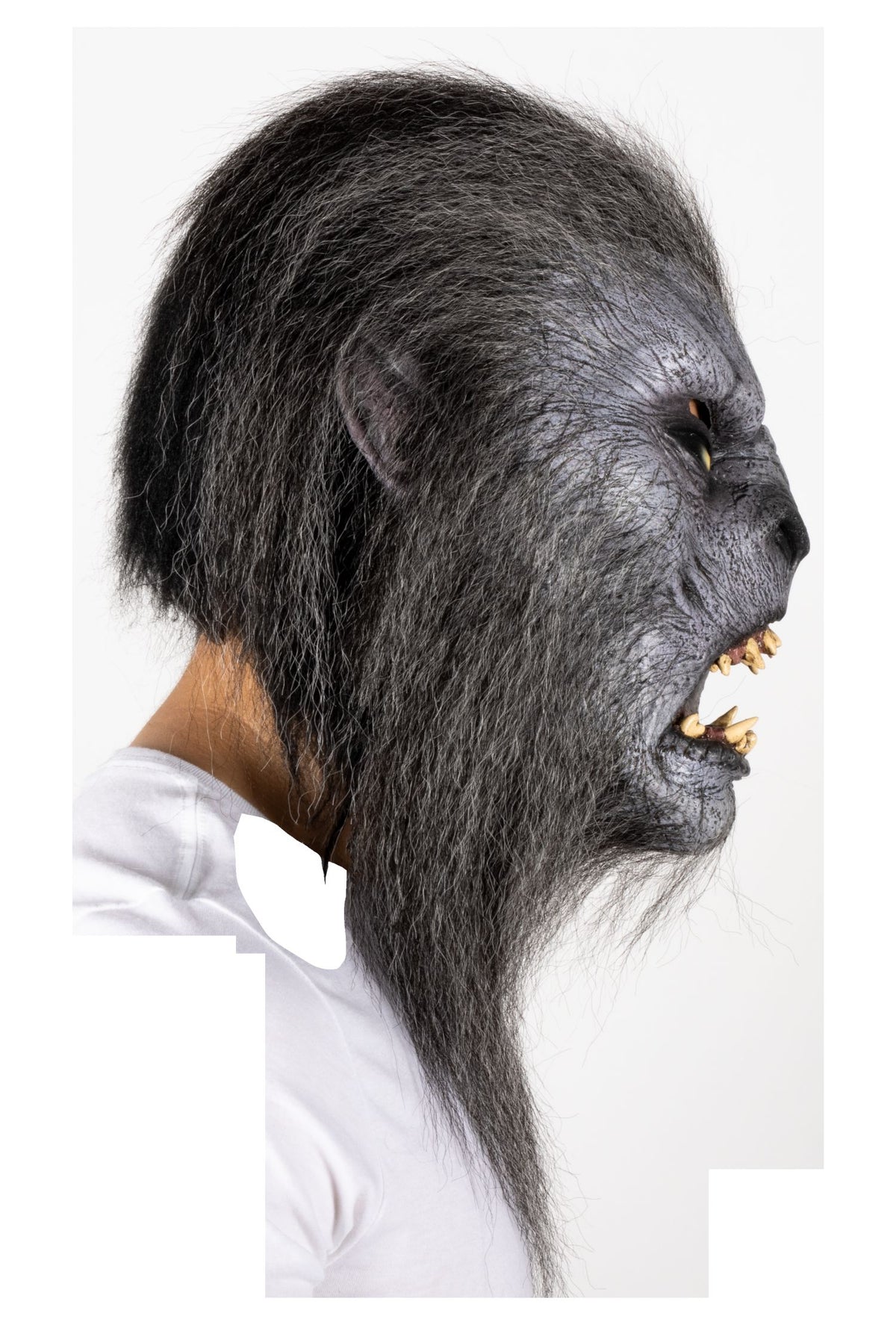 Máscara Gris Wolfman Ghoulish - Disfraz de Látex, Kanekalon para Halloween y Día de Muertos
