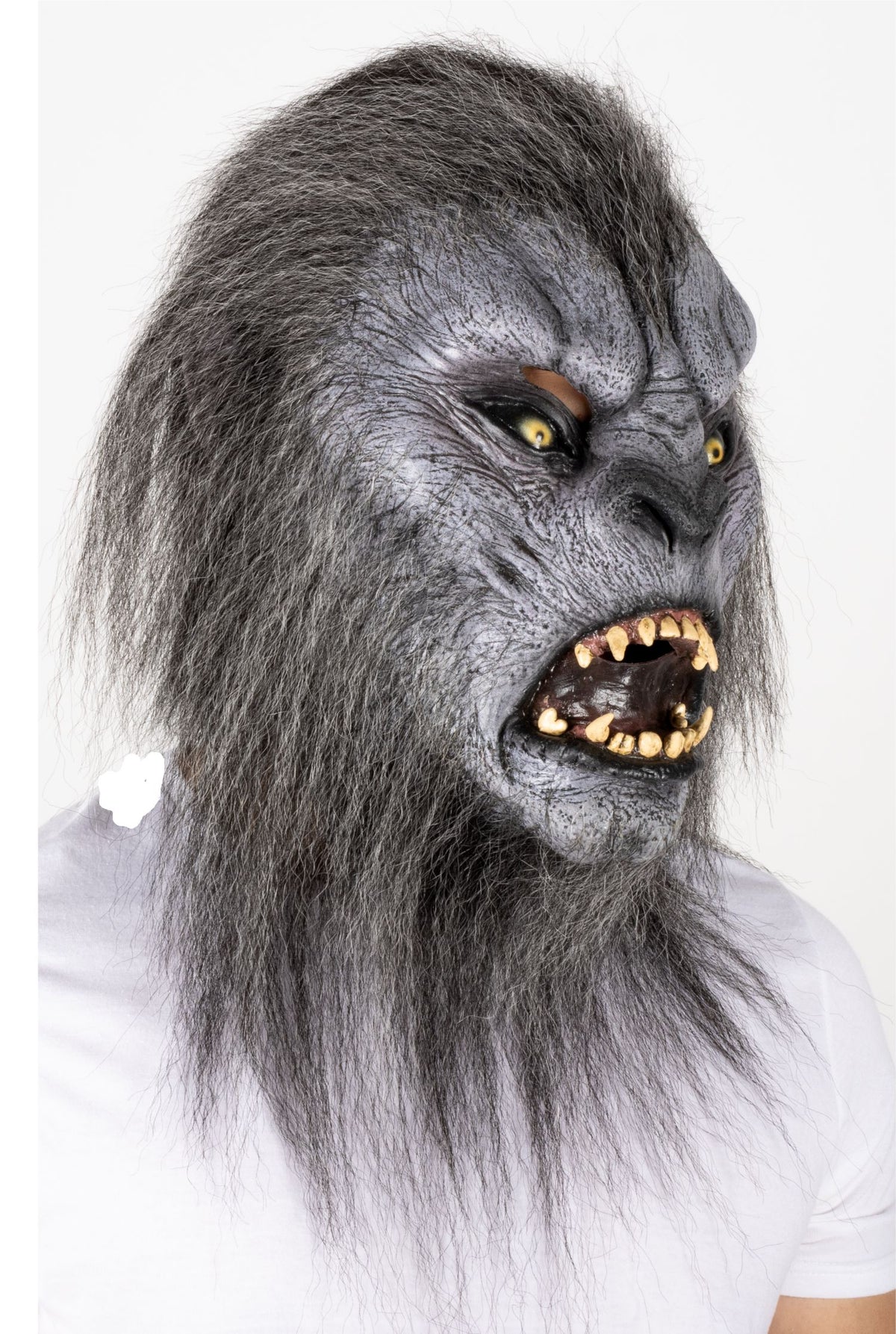 Máscara Gris Wolfman Ghoulish - Disfraz de Látex, Kanekalon para Halloween y Día de Muertos