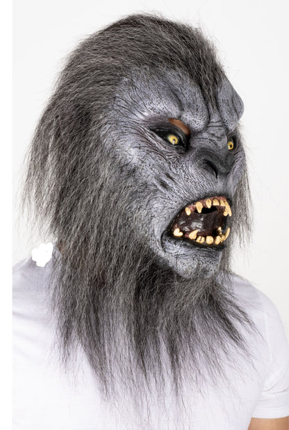 Máscara Gris Wolfman Ghoulish - Disfraz de Látex, Kanekalon para Halloween y Día de Muertos
