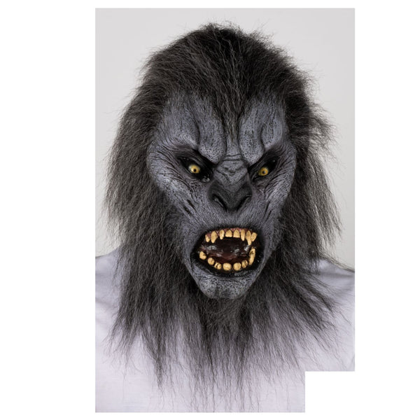 Máscara Gris Wolfman Ghoulish - Disfraz de Látex, Kanekalon para Halloween y Día de Muertos