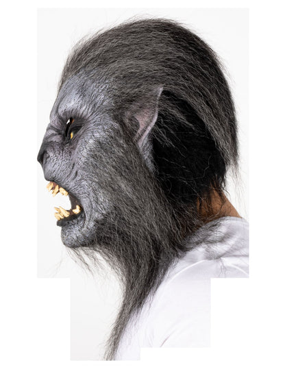 Máscara Gris Wolfman Ghoulish - Disfraz de Látex, Kanekalon para Halloween y Día de Muertos