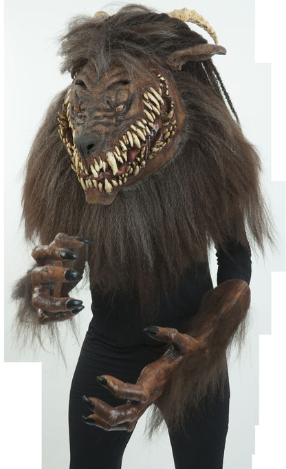 Máscara Gruñendo Hombre lobo Ghoulish - Disfraz de Látex, Kanekalon para Halloween y Día de Muertos
