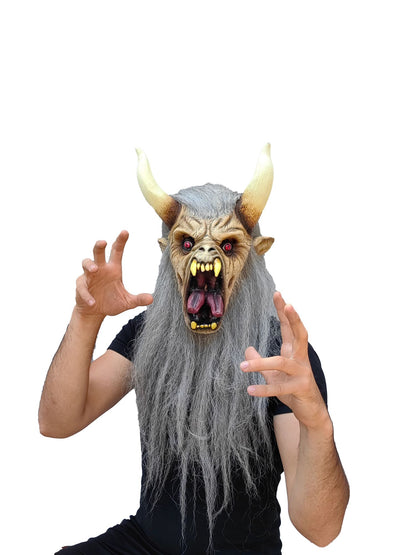Máscara Krampus Blanco Ghoulish - Disfraz de Látex, Kanekalon para Halloween y Día de Muertos
