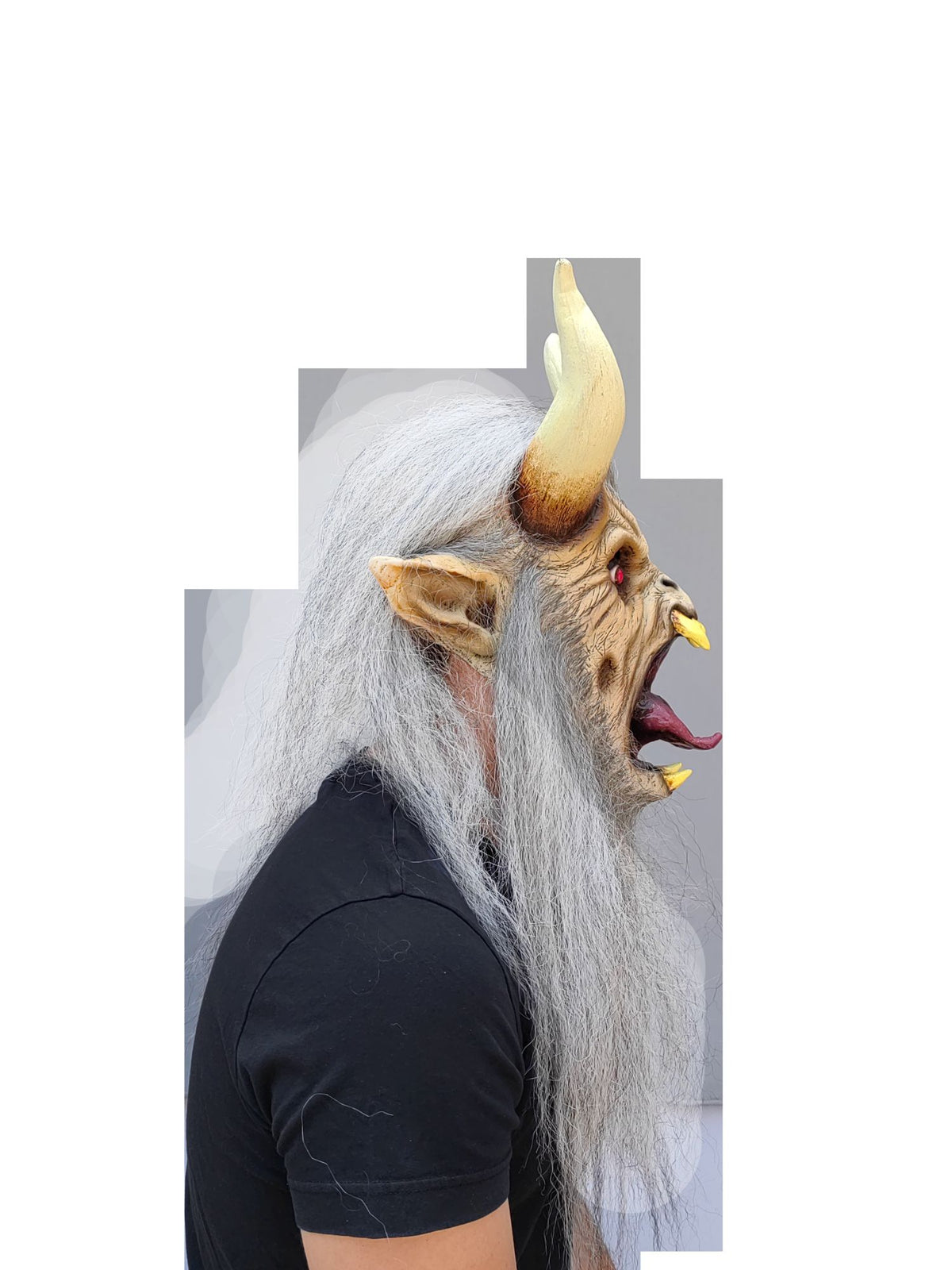 Máscara Krampus Blanco Ghoulish - Disfraz de Látex, Kanekalon para Halloween y Día de Muertos