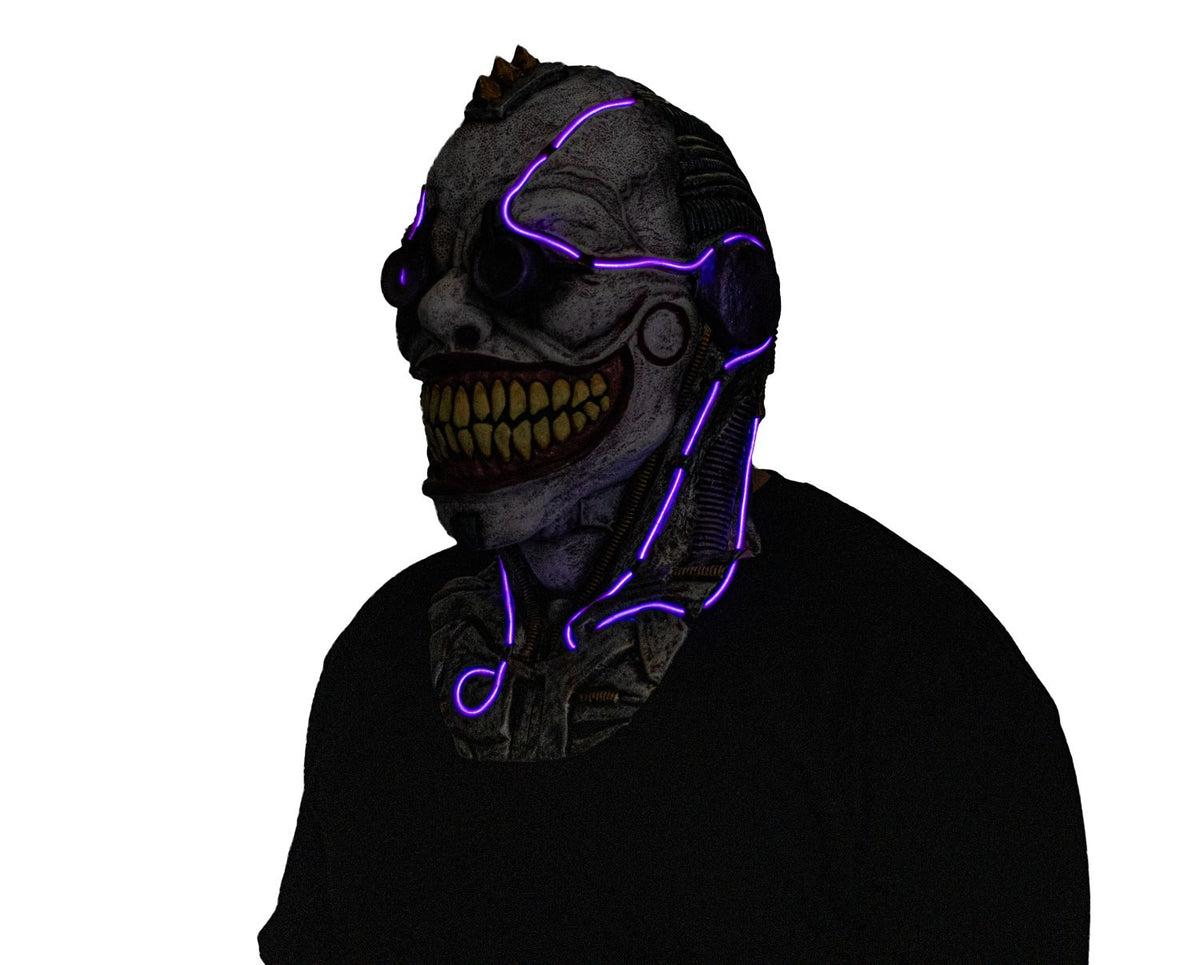 Máscara Lentes Sonrisa Ghoulish - Disfraz de Látex, Hilo LED para Halloween y Día de Muertos