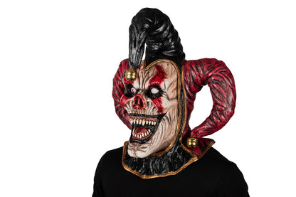 Máscara Malvado Bufón Ghoulish - Disfraz de Látex, Cáscabel Dorado para Halloween y Día de Muertos