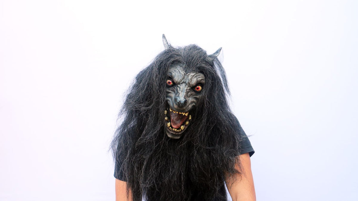Máscara Negro Luna Ghoulish - Disfraz de Látex, Kanekalon para Halloween y Día de Muertos