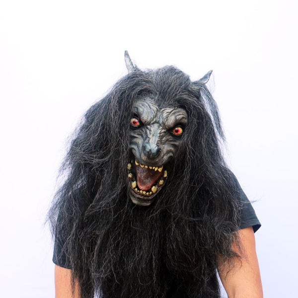 Máscara Negro Luna Ghoulish - Disfraz de Látex, Kanekalon para Halloween y Día de Muertos