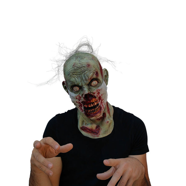Máscara Paciente Zombi Ghoulish - Disfraz de Látex, Kanekalon, Cubreboca liso para Halloween y Día de Muertos
