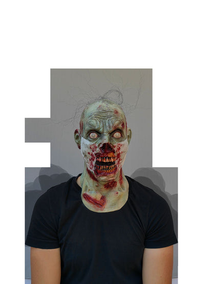 Máscara Paciente Zombi Ghoulish - Disfraz de Látex, Kanekalon, Cubreboca liso para Halloween y Día de Muertos