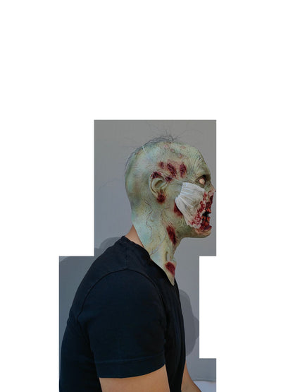 Máscara Paciente Zombi Ghoulish - Disfraz de Látex, Kanekalon, Cubreboca liso para Halloween y Día de Muertos