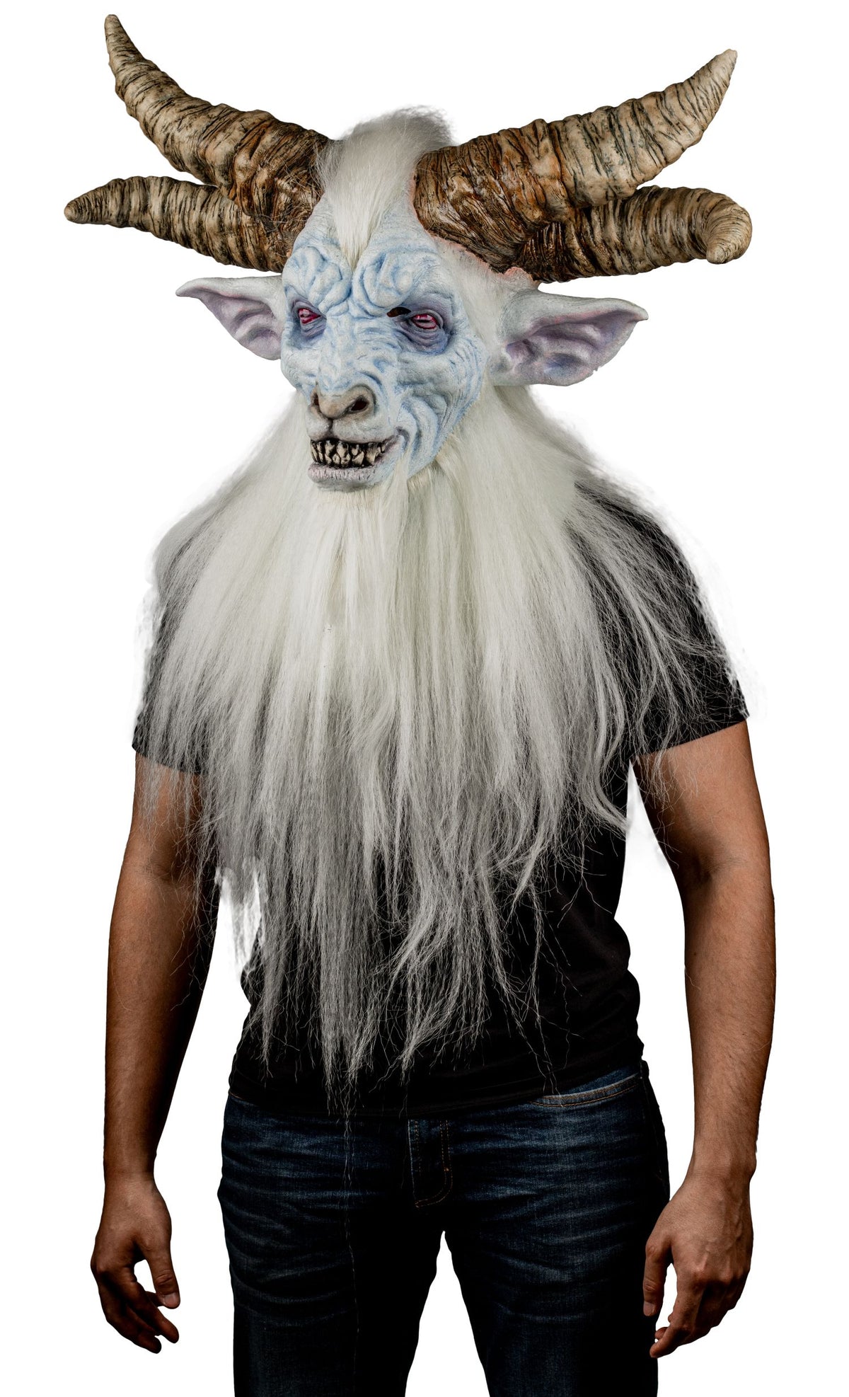Máscara Pálido Baphomet Dios Ghoulish - Disfraz de Látex, Kanekalon para Halloween y Día de Muertos