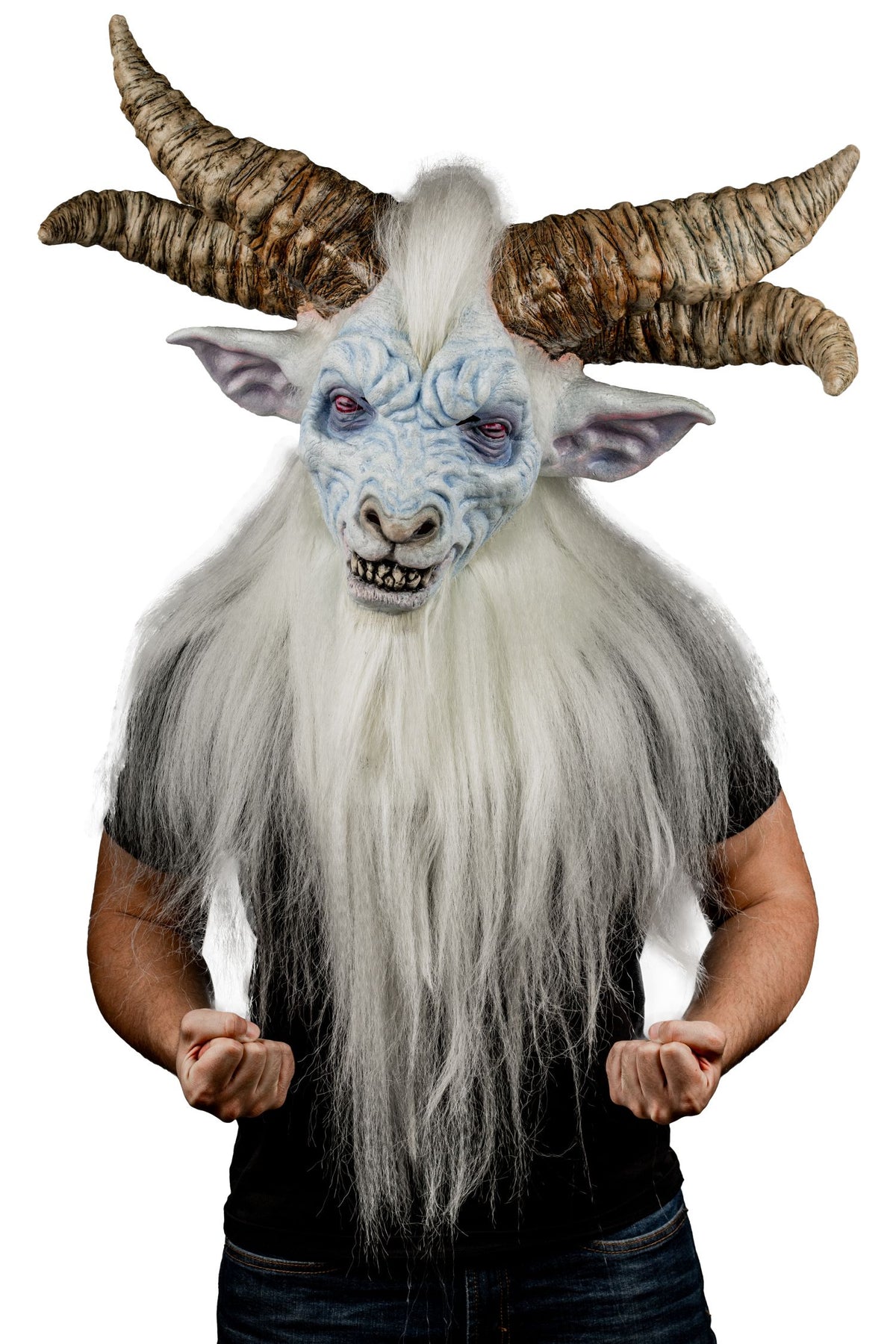 Máscara Pálido Baphomet Dios Ghoulish - Disfraz de Látex, Kanekalon para Halloween y Día de Muertos