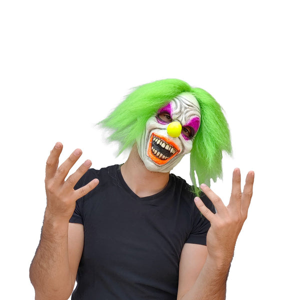 Máscara Salvaje Neón Payaso Ghoulish - Disfraz de Látex, Kanekalon para Halloween y Día de Muertos