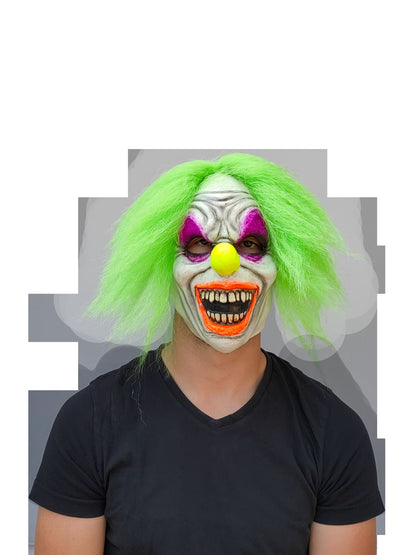 Máscara Salvaje Neón Payaso Ghoulish - Disfraz de Látex, Kanekalon para Halloween y Día de Muertos