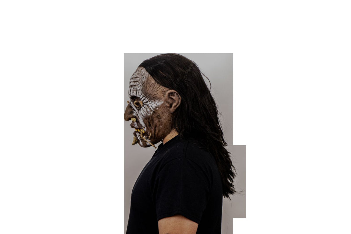 Máscara Shuar Enemigo Ghoulish - Disfraz de Látex, Multifilamento lacio, Yute para Halloween y Día de Muertos