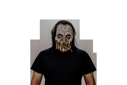Máscara Shuar Enemigo Ghoulish - Disfraz de Látex, Multifilamento lacio, Yute para Halloween y Día de Muertos