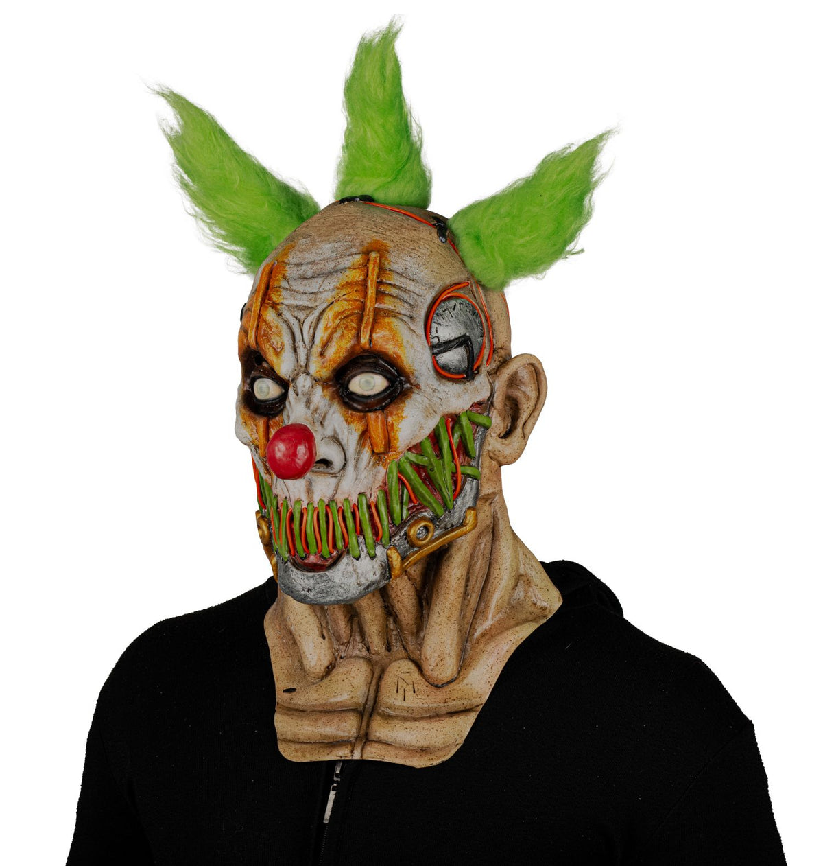 Máscara Stiched Sonrisa Payaso Ghoulish - Disfraz de Látex, Peluche, Hilo LED para Halloween y Día de Muertos