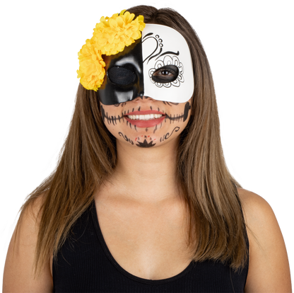 Máscara Vida y Muerte Mujer Pege - Disfraz de Látex, 100% Poliéster para Halloween y Día de Muertos