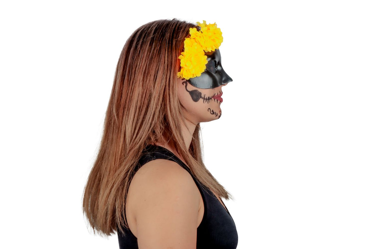 Máscara Vida y Muerte Mujer Pege - Disfraz de Látex, 100% Poliéster para Halloween y Día de Muertos