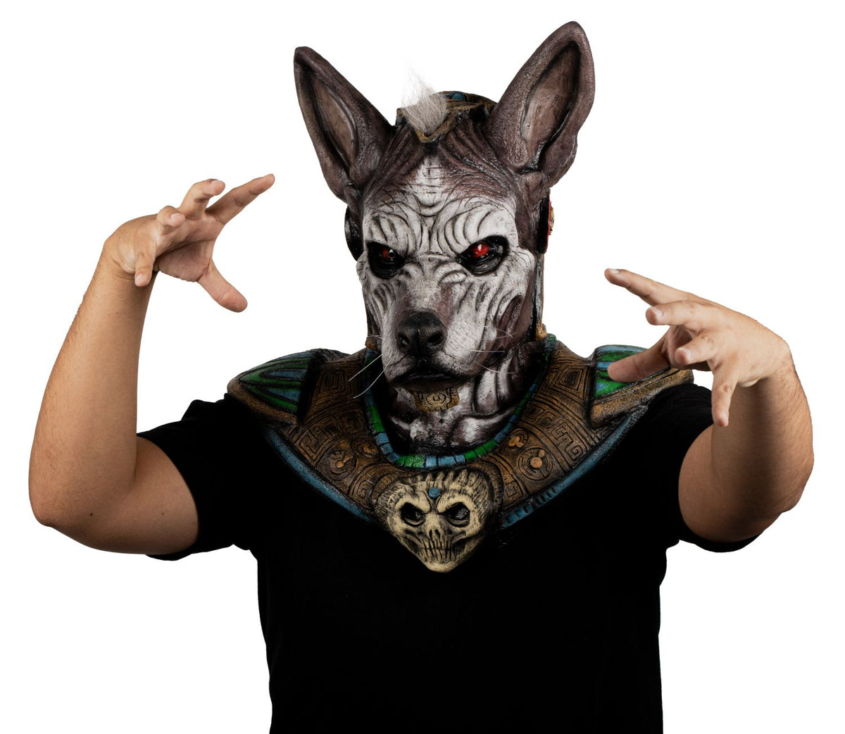 Máscara Xolotl Ghoulish - Disfraz de Látex para Halloween y Día de Muertos