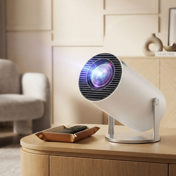 Mini Proyector Hy300 Pro Gearelec Profesional 1080P 4k Wifi 12000LM Color Blanco Portátil Smart Tv, Proyector Portátil con Rotación de 180 Grados para Casa u Oficina