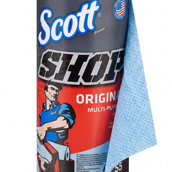 Scott Shop Towell - Toalla Azul Multiusos Absorbente - 12 rollos con 55 toallas c/u